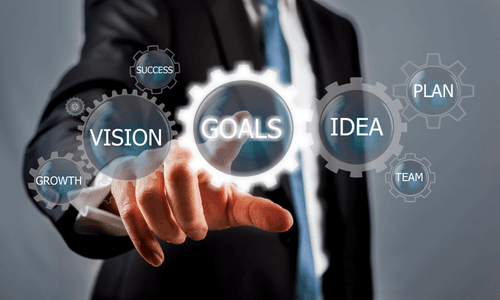 Business planning connecting goals and ideas